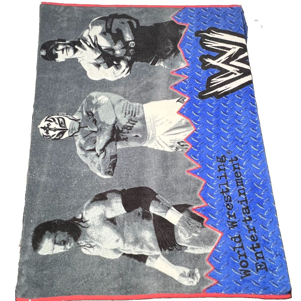 WWE Wrestling Brawl Throw Blanket - John Cena, Triple H, Rey Mysterio 2007 VTG